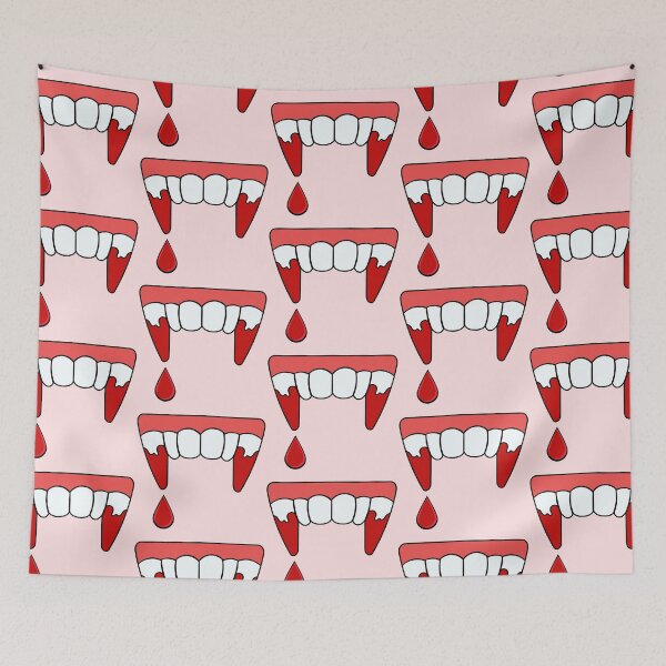 Item preview, Pink Vampire fangs with blood drip designed and sold by MeliCollective.