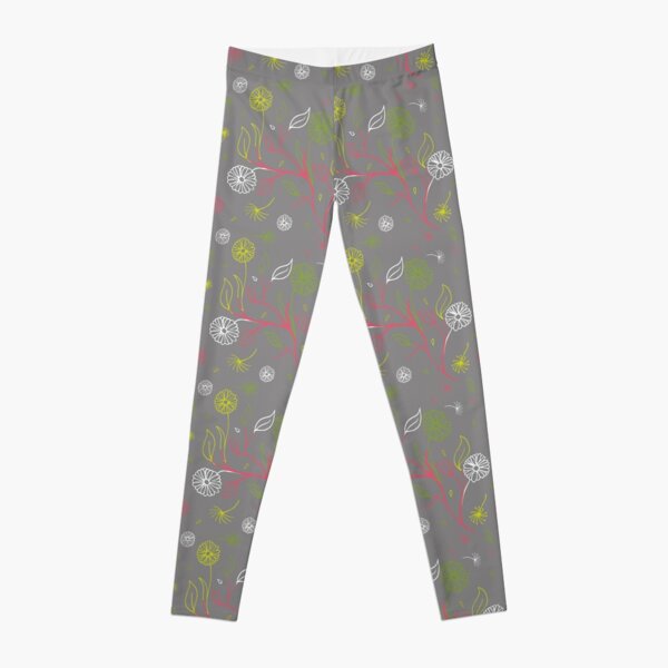 Chamomile and lion's mouth with gray background Leggings