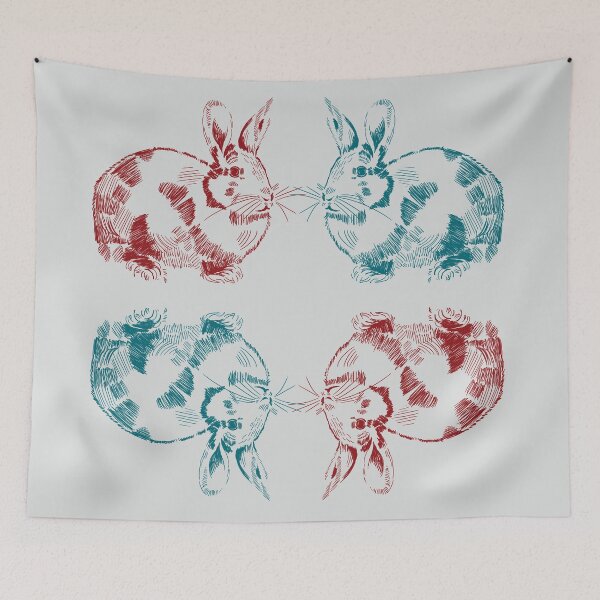 Item preview, Two rabbits drawing on the white background designed and sold by korasi.