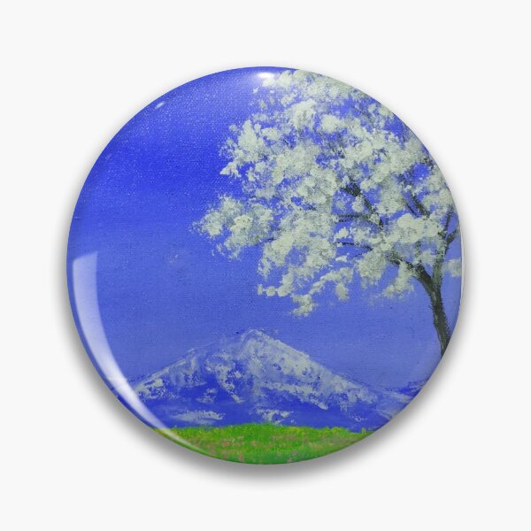 Item preview, White Sakura Tree Flower Mountain Scenery Painting Design designed and sold by RedCreatives.