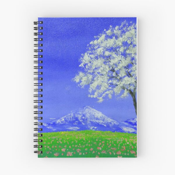 Item preview, White Sakura Tree Flower Mountain Scenery Painting Design designed and sold by RedCreatives.