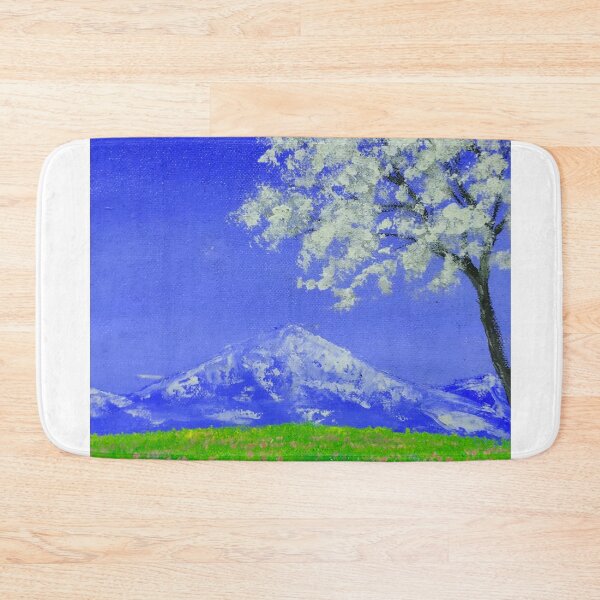 Item preview, White Sakura Tree Flower Mountain Scenery Painting Design designed and sold by RedCreatives.