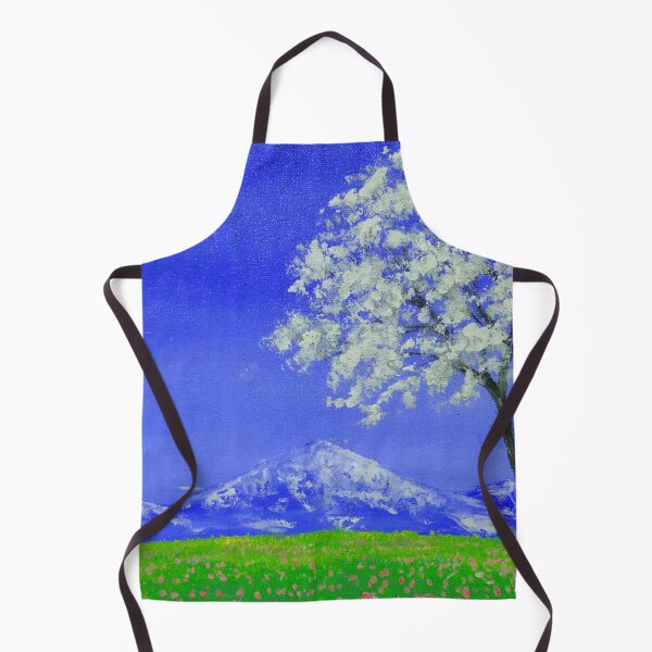 Item preview, White Sakura Tree Flower Mountain Scenery Painting Design designed and sold by RedCreatives.