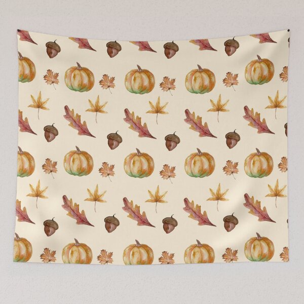 Item preview, Autumn Pattern, pumpkins, leaves, acorns designed and sold by MeliCollective.