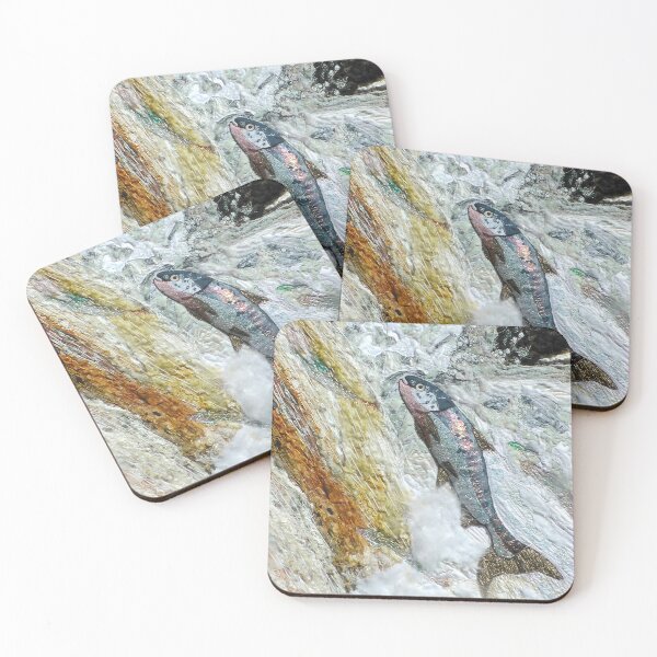 Item preview, Salmon leaping up waterfall designed and sold by NisaKiley.
