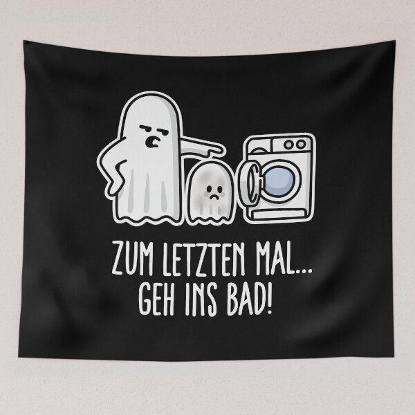 Item preview, Zum letzten mal geh ins bad! Halloween ghost Funny ghost Get in the bath washing machine comic  designed and sold by LaundryFactory.