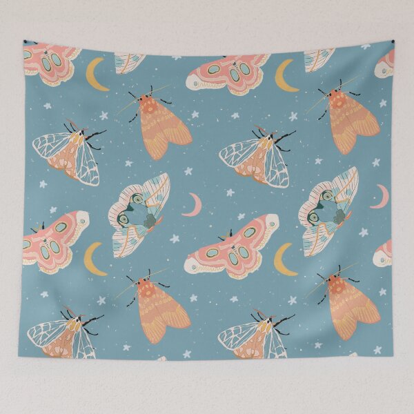 Item preview, Moths & Moons Pattern - Dusty Teal designed and sold by hellocando.