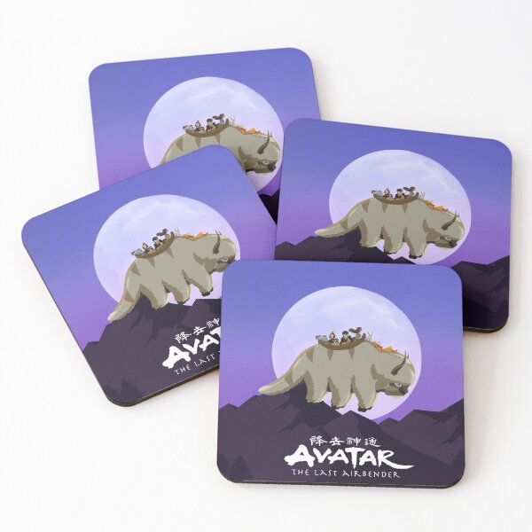 Team Avatar on Appa (including Suki) Coasters (Set of 4)