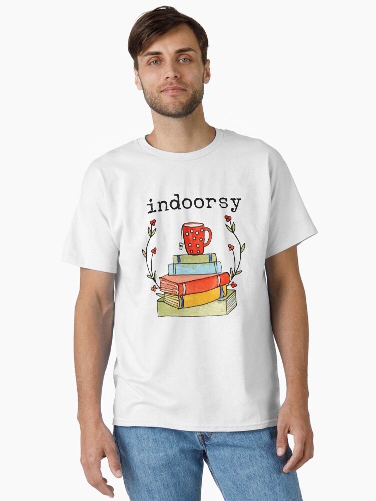 Thumbnail 1 of 7, Classic T-Shirt, Indoorsy Books & Tea designed and sold by Dollfacedesign.