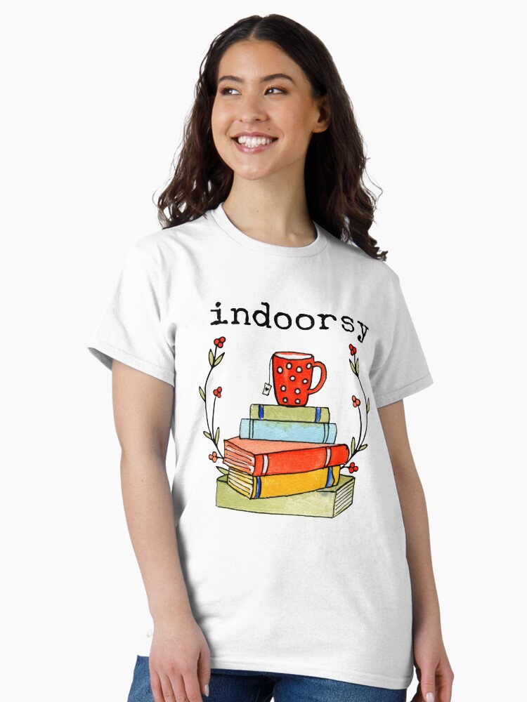 Thumbnail 2 of 7, Classic T-Shirt, Indoorsy Books & Tea designed and sold by Dollfacedesign.