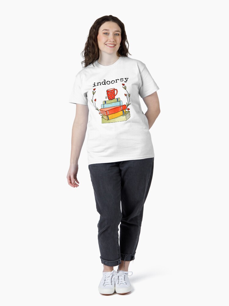 Thumbnail 4 of 7, Classic T-Shirt, Indoorsy Books & Tea designed and sold by Dollfacedesign.