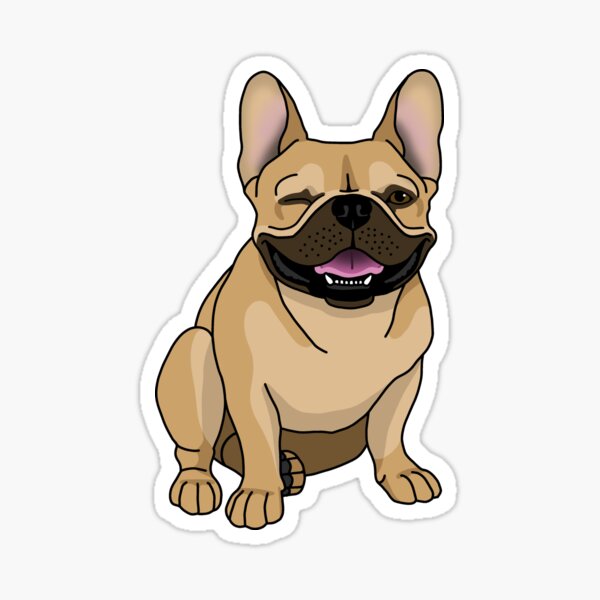 Winking Frenchie, Fawn/Tan Sticker