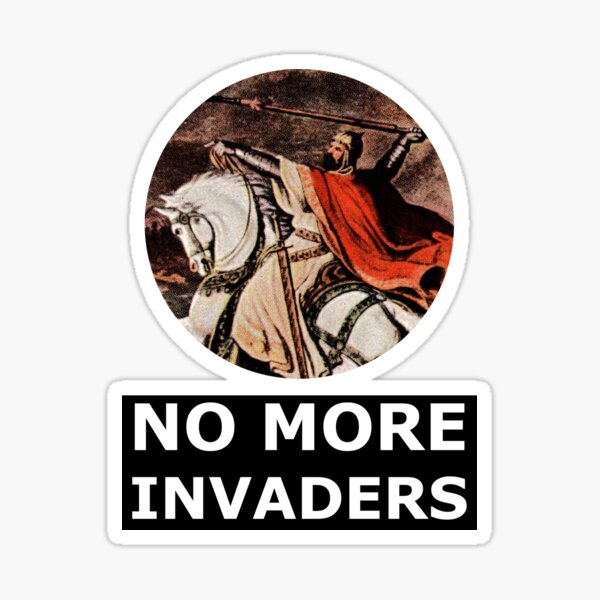 Vista previa del artículo con la obra «No más invasores Nacionalista Conservador», diseñado y vendido por PwnedGifts.