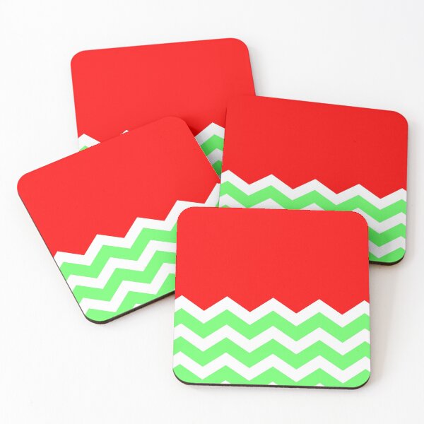 Item preview, CHRISTMAS CHEVRON HALF PATTERN | LIGHT GREEN AND WHITE| RED SOLID BACKGROUND designed and sold by ozcushionstoo.