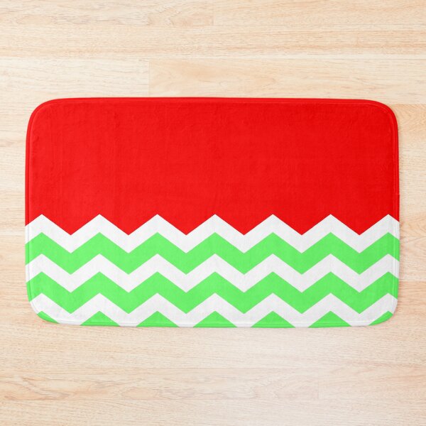 Item preview, CHRISTMAS CHEVRON HALF PATTERN | LIGHT GREEN AND WHITE| RED SOLID BACKGROUND designed and sold by ozcushionstoo.