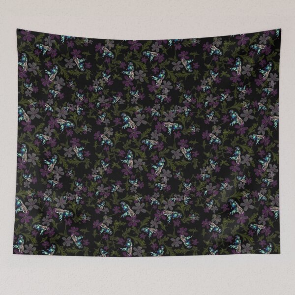 Item preview, Copy of Bee with orchid and flowers black background designed and sold by Caroline Bochud.