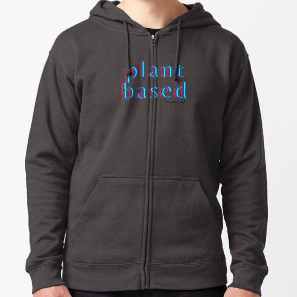 Plant-Based Neon Bold - Design Dark Blue Zipped Hoodie