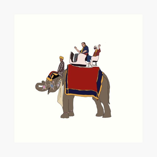 RBG and Scalia Elephant Ride- Ruth Bader Ginsburg and Antonin Scalia Ride Elephant Together Art Print