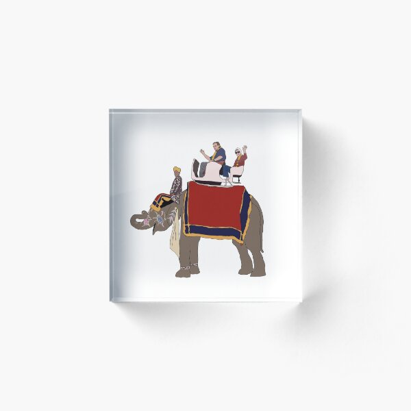 RBG and Scalia Elephant Ride- Ruth Bader Ginsburg and Antonin Scalia Ride Elephant Together Acrylic Block