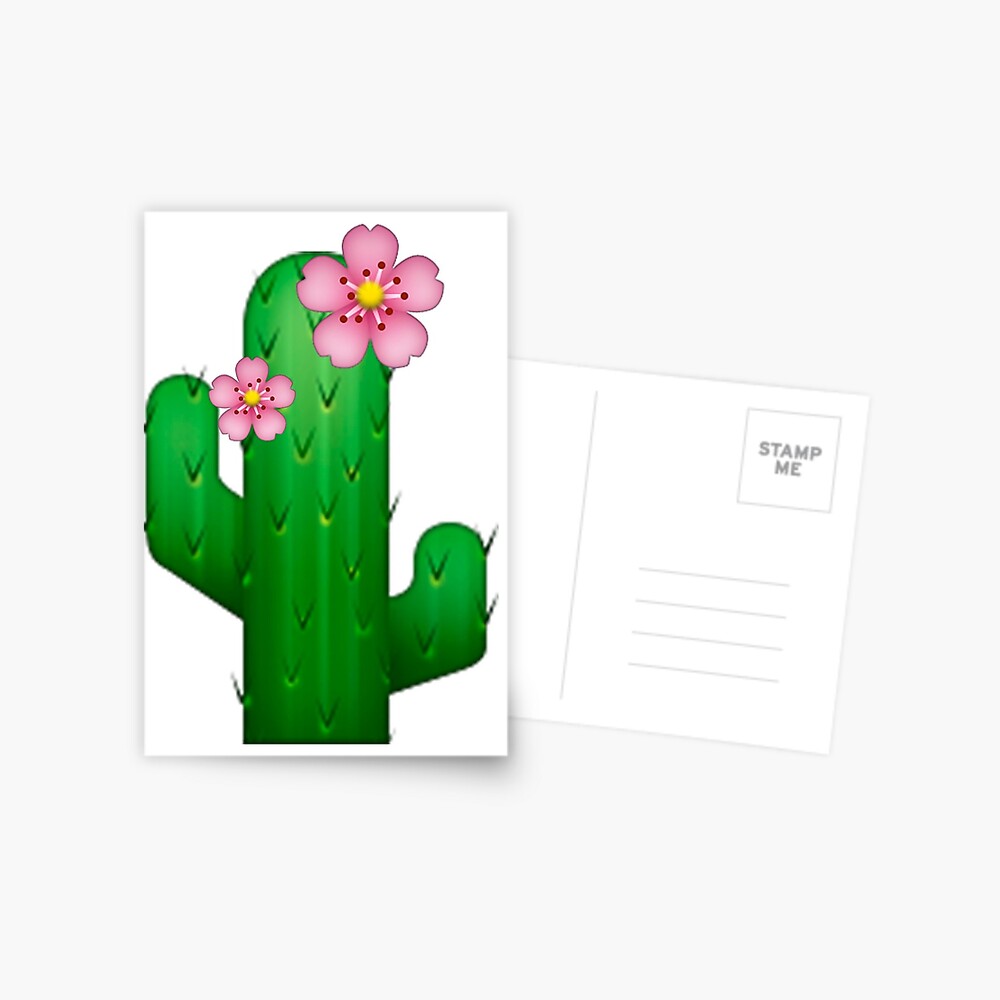 Emoji Cactus With Sakura Flowers Greeting Card By Crystalwarrior Redbubble