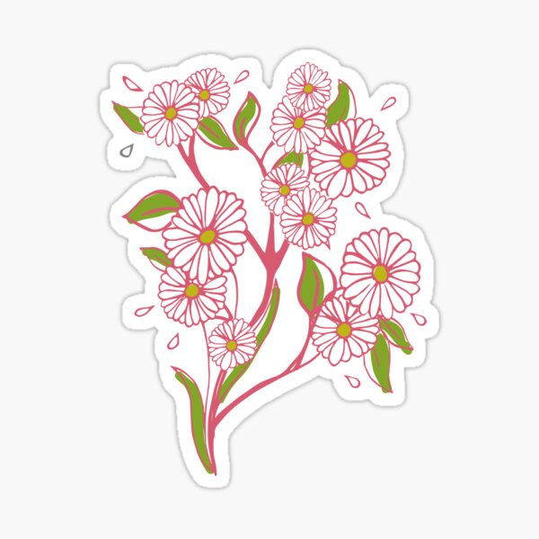 Magenta and green chamomile Sticker