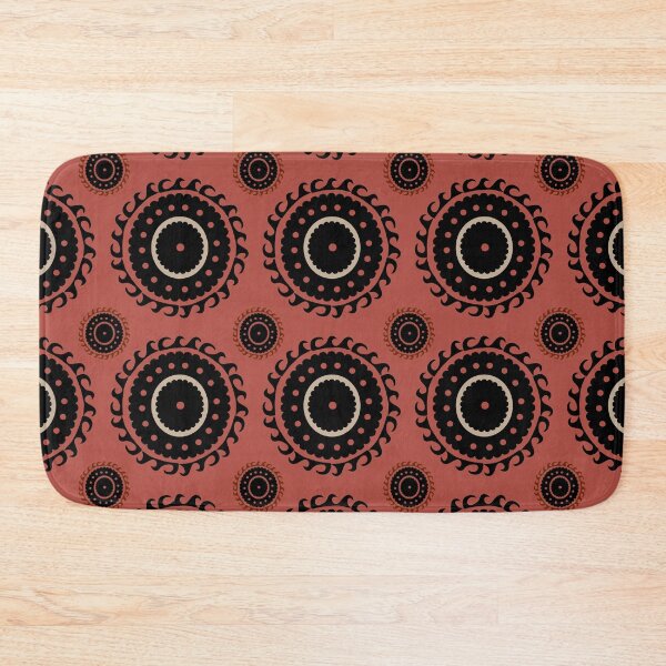 Suzani inspired motifs in Rust and eggshell Bath Mat