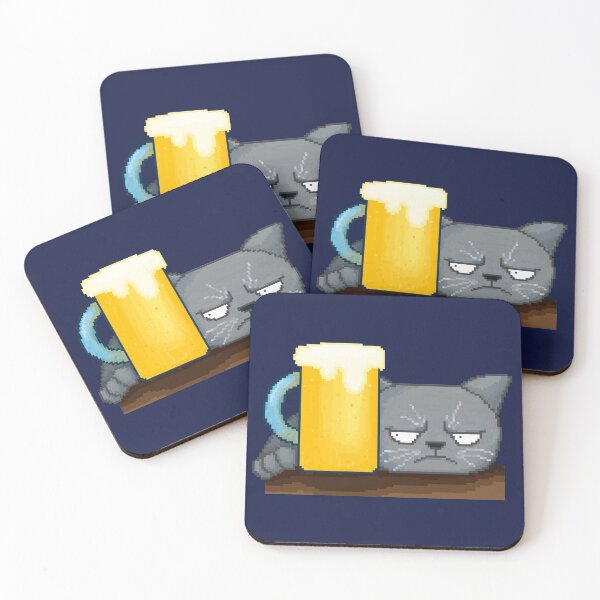 Item preview, Moody cat with beer designed and sold by AlbinoSnowman.