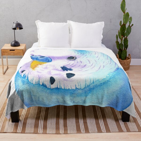 Item preview, budgerigar blue and purple watercolor designed and sold by L'Atelier Oranjade.