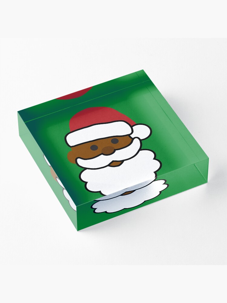 "Cute Black Santa Emoji Face" Acrylic Block for Sale by blackartmatters