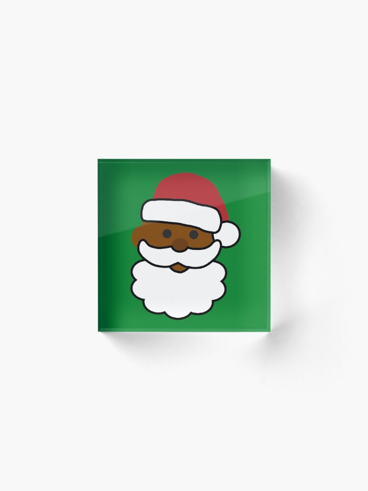 "Cute Black Santa Emoji Face" Acrylic Block for Sale by blackartmatters