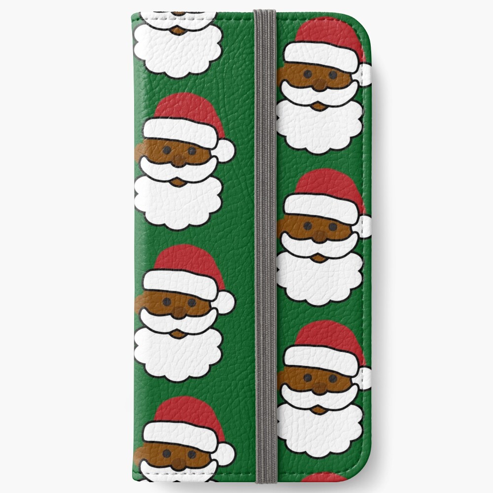 "Cute Black Santa Emoji Face" iPhone Wallet for Sale by blackartmatters