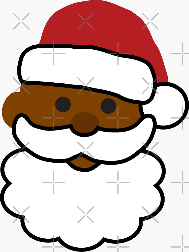 "Cute Black Santa Emoji Face" Sticker for Sale by blackartmatters