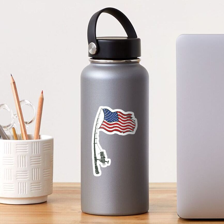 Fishing American Flag Sticker