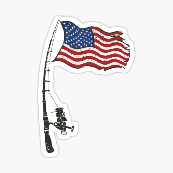 Fishing American Flag Sticker for Sale by dreamy11