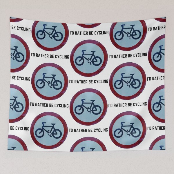 Item preview, I'd rather be cycling! Cycling permitted sign. Illustration and black text. designed and sold by JellyBeenzz.