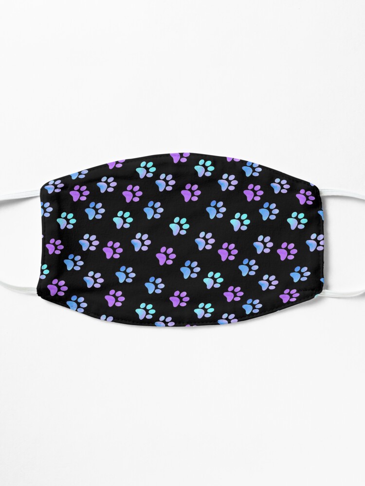 Alternate view of Blue Purple Galaxy Paw Prints Mask