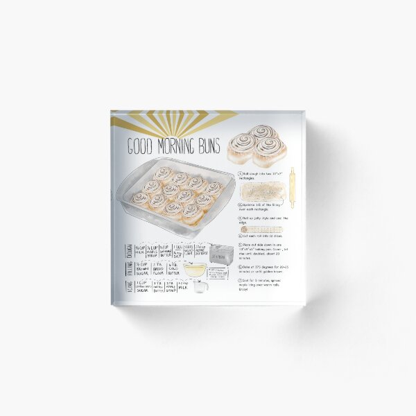 Illustrated Cinnamon Roll Recipe Acrylic Block