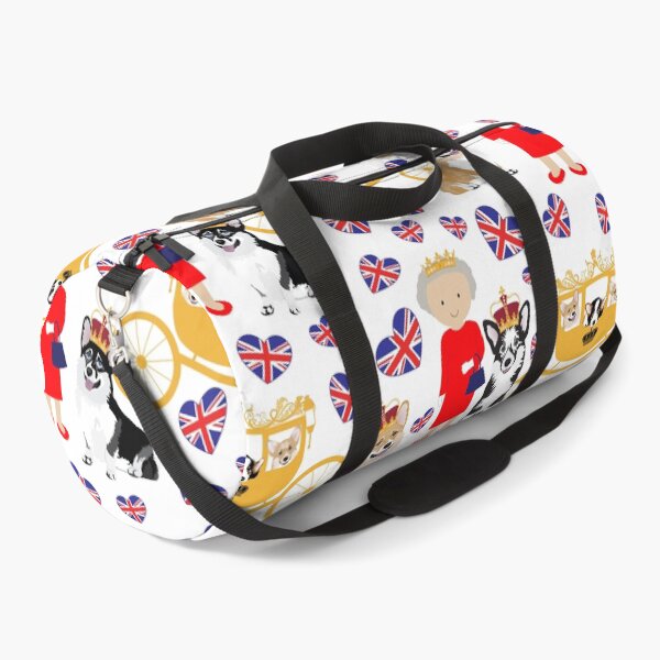 Item preview, her highness queen elizabeth of the British Empire with the royal corgis - god save the queen - corgi pattern - queen elizabeth pattern white designed and sold by Corgiworld.