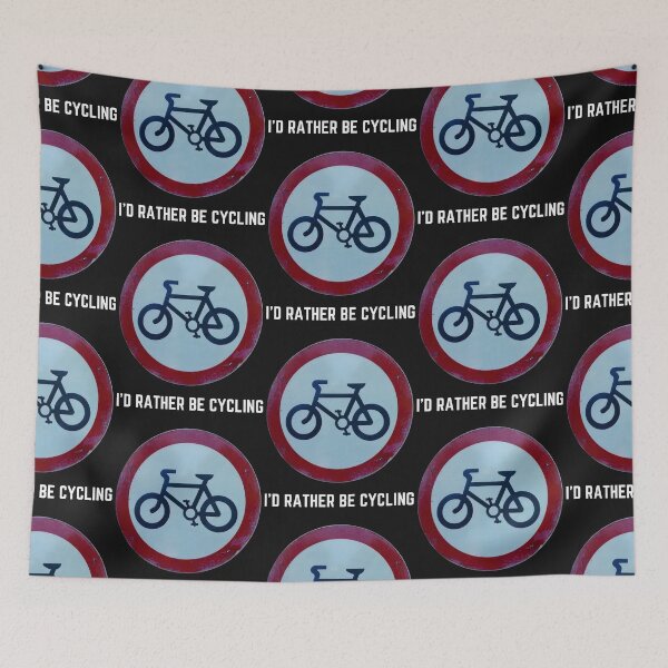 Item preview, I'd rather be cycling! Cycling permitted sign. Illustration and white text. designed and sold by JellyBeenzz.
