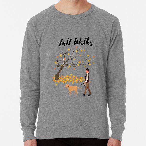 Man walking his dog in the fall Lightweight Sweatshirt