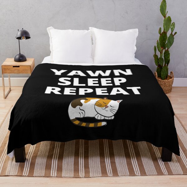 Item preview, Yawn Sleep Repeat Cat Funny Quote designed and sold by APrettyView.