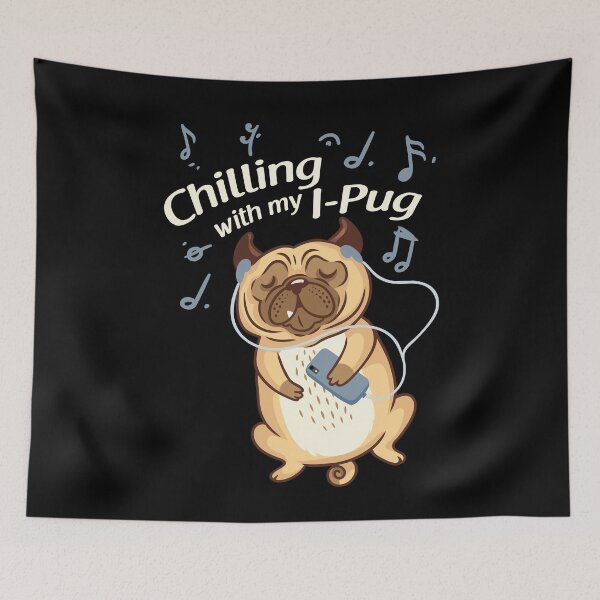 Item preview, Chilling with my IPug - Cute Pug puppy - Dog & Music | Tagadog designed and sold by tagadog.
