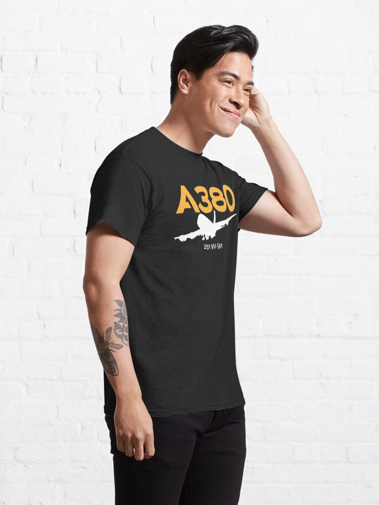 Alternate view of Airbus A380 251 9V-SKW (White) Classic T-Shirt