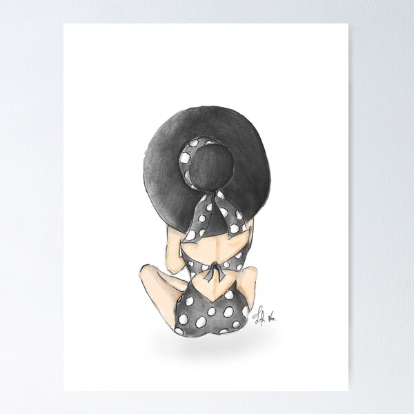 Item preview, Vintage Polka Dot beach fashion illustration designed and sold by ilLAstration.