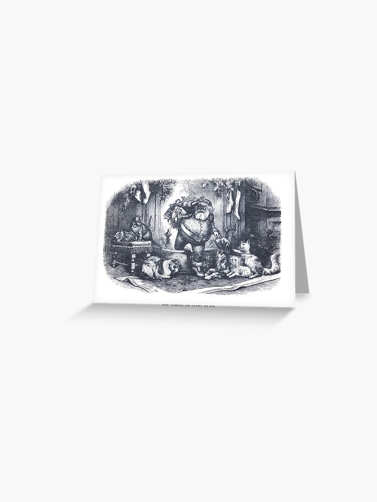 Thumbnail 1 of 2, Greeting Card, Vintage Christmas Etching "The Coming of Santa Claus" by Thomas Nast designed and sold by douglasewelch.
