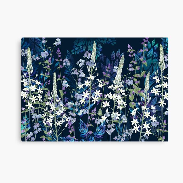 Blue Pattern, White Ornithogalum Flowers, Catmint & Forget-Me-Nots Canvas Print