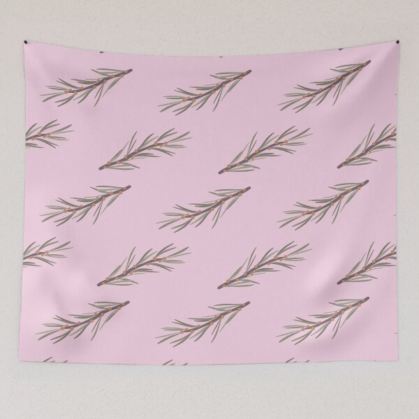 Item preview, pine branches pattern on pink designed and sold by rysunki-malunki.