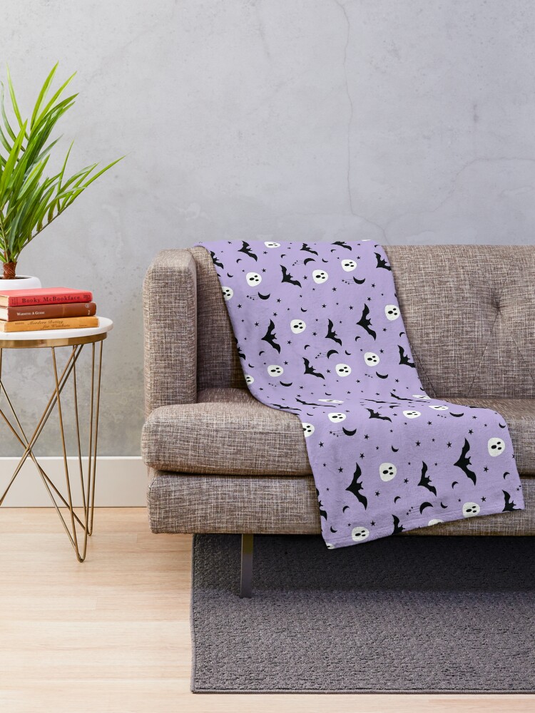 Bat Pattern Purple Halloween Gothic Throw Pillow