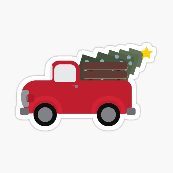 Old Christmas Truck, Cute Christmas Truck, Old Timey Truck for Christmas Sticker