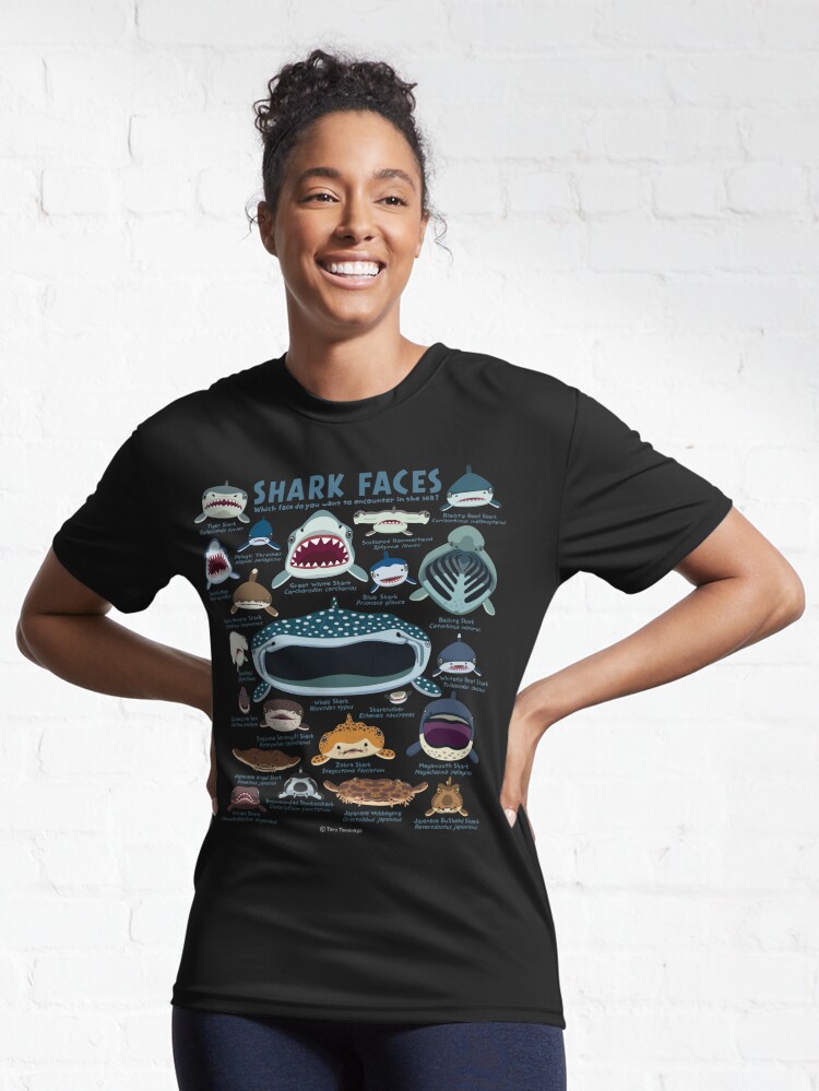 shark faces tshirt